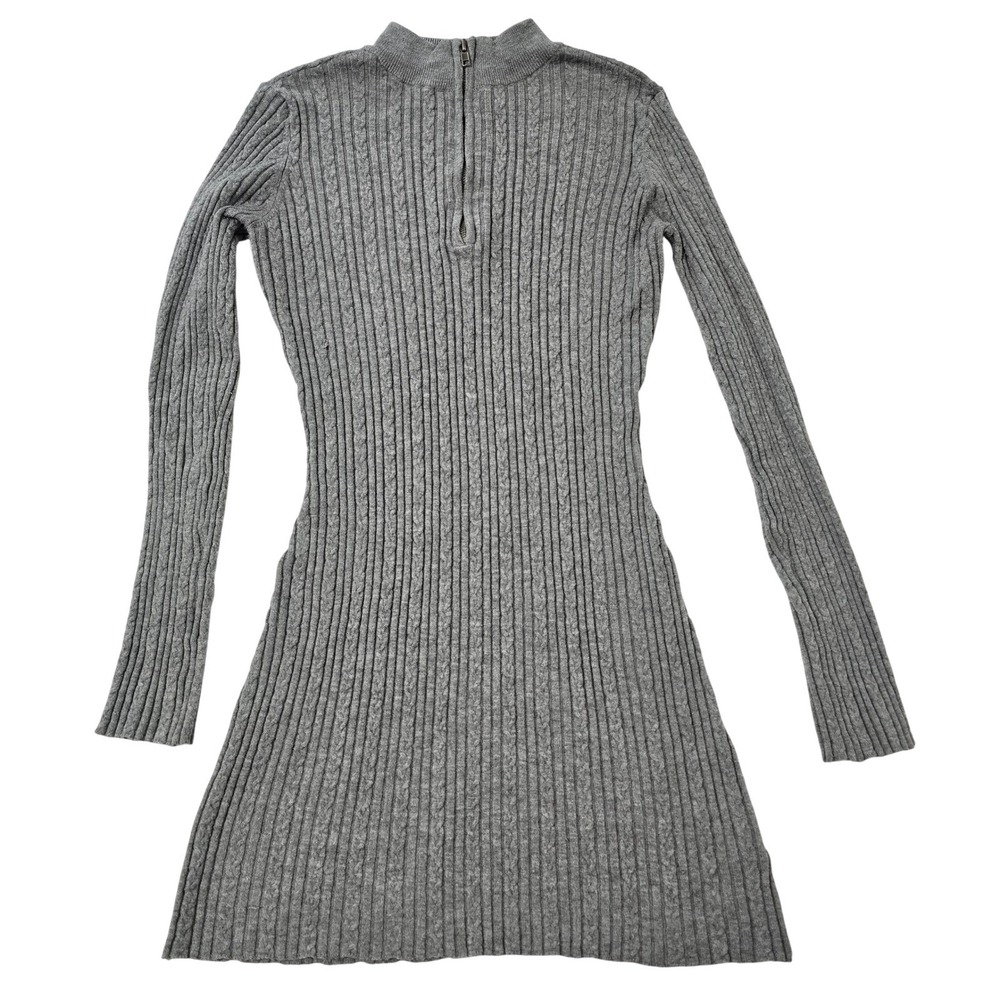 BB Dakota Steve Madden‎ Grey Ribbed Cable Knit Mini Sweater Dress Medium Y2K